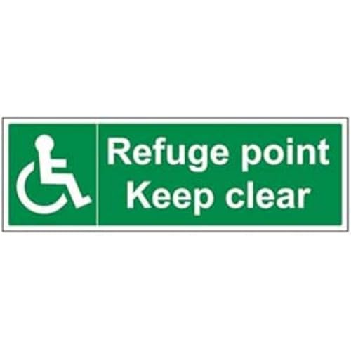 VSafety Refuge Point Keep Clear Schild – Querformat – 450 mm x 150 mm – selbstklebendes Vinyl von V Safety