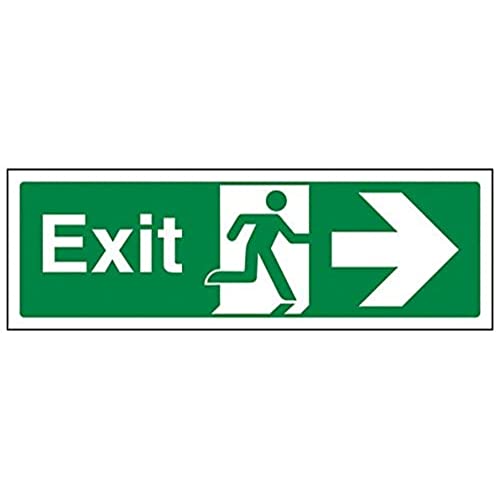 VSafety Exit Arrow Right Schild – Querformat, 300 mm x 100 mm – selbstklebendes Vinyl von V Safety