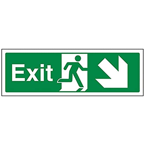 vsafety 21006 ax-r Arrow Down rechts Sicherer Zustand Exit Schild, 1 mm starrer Kunststoff, Landschaft, 300 mm x 100 mm von VSafety