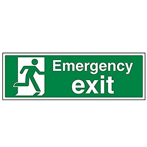 vsafety 21015bj-s Sicherer Zustand Exit Schild, Notausgang," Landschaft, selbstklebendes Vinyl, 450 mm x 150 mm, grün von VSafety