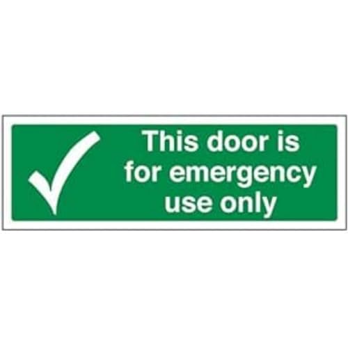 VSafety This Door Is For Emergency Use Only Schild – Querformat – 300 mm x 100 mm – 1 mm starrer Kunststoff von VSafety