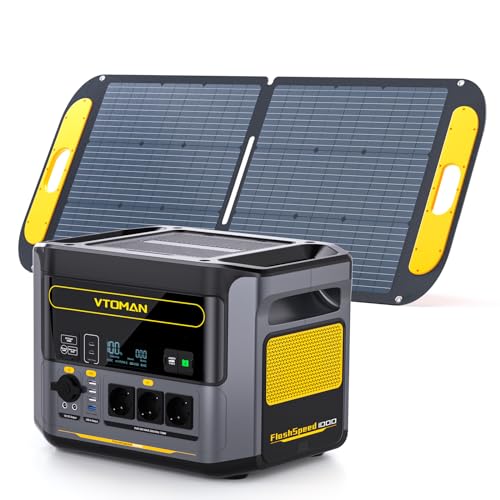 VTOMAN FlashSpeed 1000 Tragbare Powerstation 828Wh mit 110W Solarpanel, LiFePO4 Batterie Powerstation Solar Generator, 1000W AC Ausgang/Eingang, Erweiterbare Kapazität 2376Wh für Camping, Notstrom von VTOMAN