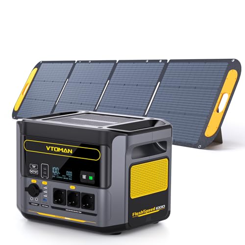 VTOMAN FlashSpeed 1000 Tragbare Powerstation 828Wh mit 220W Solarpanel, LiFePO4 Batterie Powerstation Solar Generator, 1000W AC Ausgang/Eingang, Erweiterbare Kapazität 2376Wh für Camping, Notstrom von VTOMAN