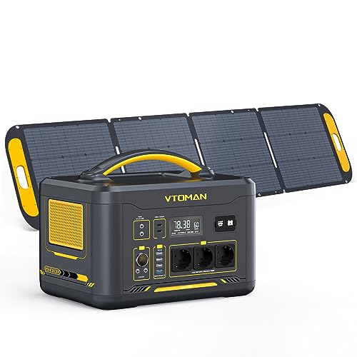 VTOMAN Jump 1500X Tragbare Powerstation mit 220W Solarpanel - 1500W/828Wh LiFePO4 Batterie Solar Stromgenerator, Erweiterbare Kapazität auf 2376Wh für Camping, Reisen, Wohnmobil, Stromausfälle von VTOMAN