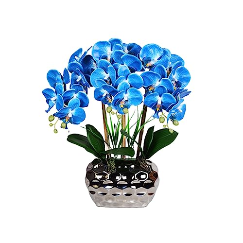 VUIUYOIES Künstliche Orchidee Bonsai Phalaenopsis Kunstpflanzen Orchideen Blumenarrangements für Tisch Wohnzimmer Hochzeit Ornamente, Blau von VUIUYOIES