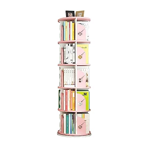 VUVCPOPB Bücherregal, niedliches Bücherregal, 360° frei drehbar, drehbares Bücherregal, leicht zu bewegen, leicht zu montierendes Regal, Bücherregal, platzsparend von VUVCPOPB