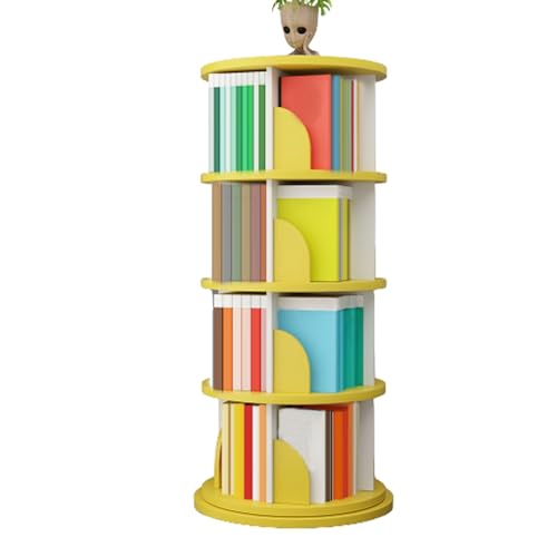 VUVCPOPB Drehbares Bücherregal für Kinder, 360-Grad-Anzeige, 3–5-stufiges, bodenstehendes Bücherregal, rundes Bücherregal, Kinderbücherregal und Spielzeugaufbewahrung, Eckbücherregal für kleine Räume von VUVCPOPB