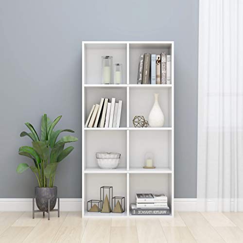 VUVCPOPB Standregal, Bücherschrank/Sideboard, Hochglanz-Weiß, 66 x 30 x 130 cm, Spanplatte von VUVCPOPB