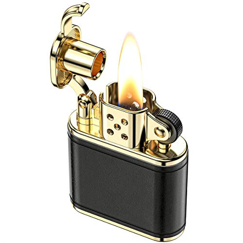 VVAY Vintage Benzinfeuerzeug, Kerosin Retro Echtleder Feuerzeug als Geschenk Cooles für den Mann (wird ohne Benzin verkauft) von VVAY