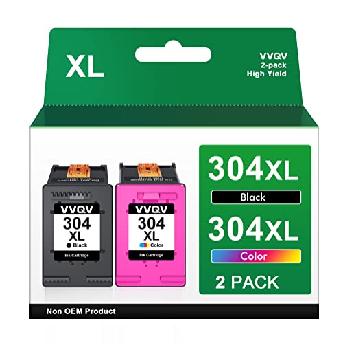 VVQV 304 Druckerpatronen XL Multipack Ersatz für HP 304 Druckerpatronen schwarz und Farbe für HP Envy 5000 5030 5010 5020 5032 5020 für HP Deskjet 3750 2630 2620 2622 3720 3730 3760 3762 von VVQV