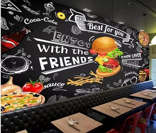 Benutzerdefinierte Burger Fast Food Tapete Restaurant Snackbar Catering 3D Wandbilder Tapete Wohnzimmer Schlafzimmer Tapete *250cmx175cm(98.4x68.9inch) von VYATIRANG