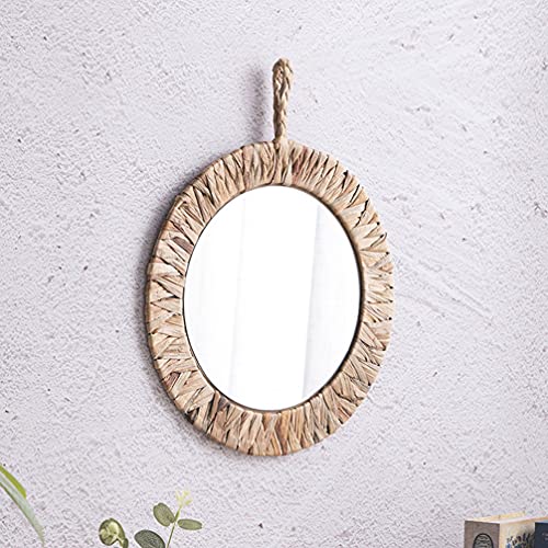 Vaguelly Rattan Spiegel mit Bastrahmen, runde Hänge Wandspiegel im Boho Style, Flurspiegel zum Aufhängen und Dekorieren, Natur Raphia Home , 34 cm Vaguelly Rattan Spiegel mit Bastrahmen, runde Hänge Wandspiegel im Boho Style, Flurspiegel zum Aufhängen und Dekorieren, Natur Raphia Home , 34 cm von Vaguelly