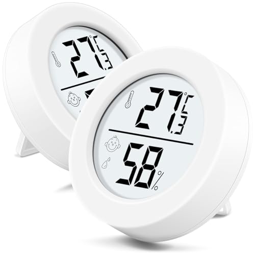 2Stück Hygrometer & Thermometer Innen Vaikby, Digitales Raumthermometer mit Feuchtigkeitsmessgerät, Luftfeuchtigkeitsmesser & Temperaturmessgerät, Zimmerthermometer für Wohnzimmer, Büro, Babyraum von Vaikby