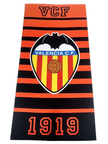 Valencia CF Handtuch in Orange, Schwarze Streifen, Wappen, 180 x 90 cm von Valencia CF