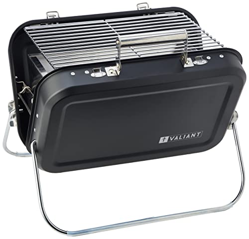 Valiant Tragbarer faltbarer Picknick- und Campinggrill – Schwarz von Valiant Fun