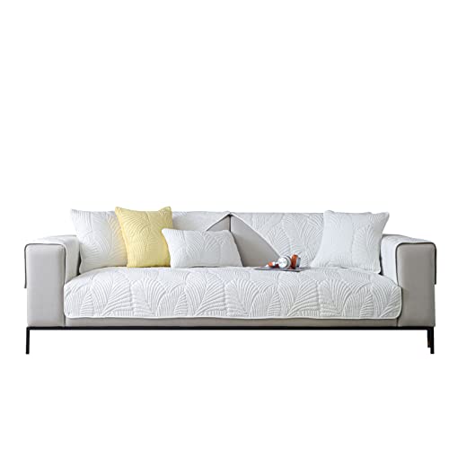 VanderHOME Einfarbig Gewaschene Baumwolle Weich Sofahusse rutschfest Gesteppter Sofabezug Sofa sitzkissenbezug 3 Sitzer Sofa Abdeckung 45 * 45cm-Beige-Kissenbezug(2 Stück) von VanderHOME