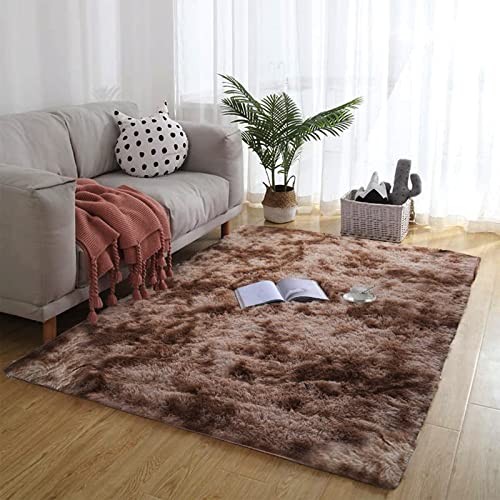 VanderHOME Rechteckig Teppich Weich und Flauschig LangflorModern Teppiche Langer Plüsch-Teppich Dicker Plüschteppich fürs Wohnzimmer Schlafzimmer Teppiche Kaffeefarbe-120 * 160cm von VanderHOME