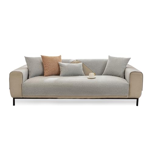 VanderHOME Sofabezug 1/2/3/4 Sitzer Sofa Überzug l Form ecksofa Sofaschoner rutschfest Sofa/Couch Überwurfdecke Sofaschutz Katze/Hunde Weich und Zart 90 * 160cm-Beige grau-Sitzbezug(1 PC) von VanderHOME