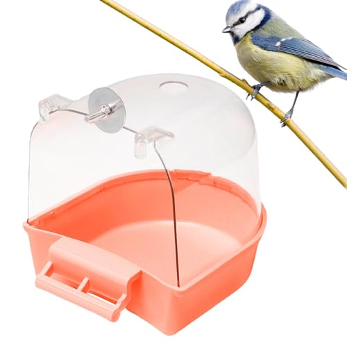 Vogelbadewanne, Haustier-Vogeltränke mit Haken, Vogelkäfig, hängende Badewanne, Wasserdusche, transparente Box, Futterspender für kleine Vögel, Kanarienvögel, Wellensittiche, Papageien von Vbnuyhim