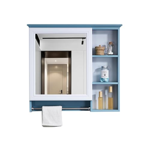 VducK Badezimmerspiegelschrank, Wandspiegel mit Gestell, Toilettenspiegel aus Kohlefaser, rechteckiger Kosmetikspiegelkasten mit Handtuchhalter von VducK
