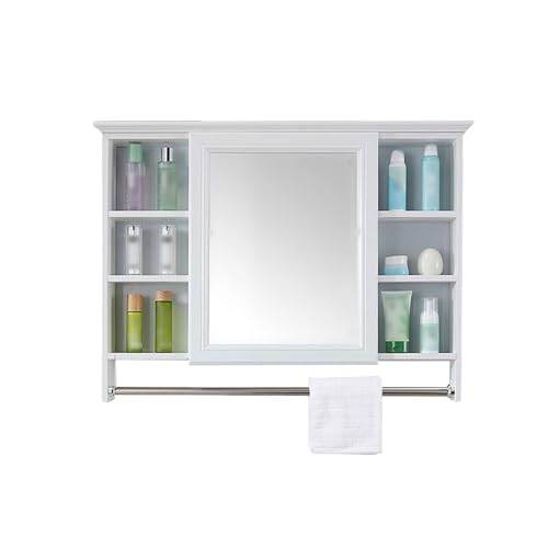 VducK Medizinschränke Badezimmerspiegelschrank Wandmontierter Kosmetikspiegelkasten mit Stauraum, Handtuchhalter 5 Fächer von VducK