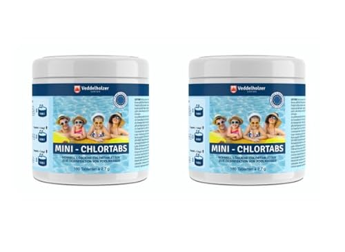 Veddelholzer 2 x 180 Mini Chlortabletten. Schnelllösliche Multitabs für Pool, Aufstellpool, Planschbecken, Gartenpool, Kinderpools & Whirlpool Wasserpflege. Pool Zubehör Poolreinigung & Desinfektion von Veddelholzer