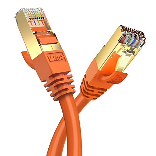 Veetop Cat8 Lan kabel Netzwerkkabel Ethernetkabel Internetkabel Superschnell Flexibel und Robust mit Vergoldetem RJ45 (Orange, 0,5m) von Veetop