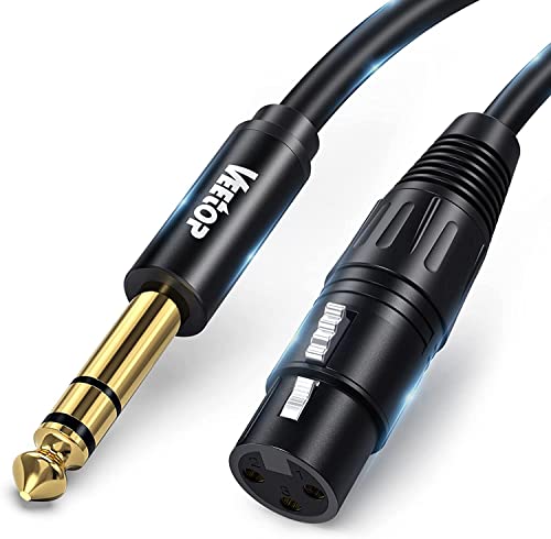 Veetop Kabel XLR Buchse auf TRS Mikrofonkabel XLR Female auf 6,35 mm Klinke mit Stecker 24K Vergoldete (2m) von Veetop