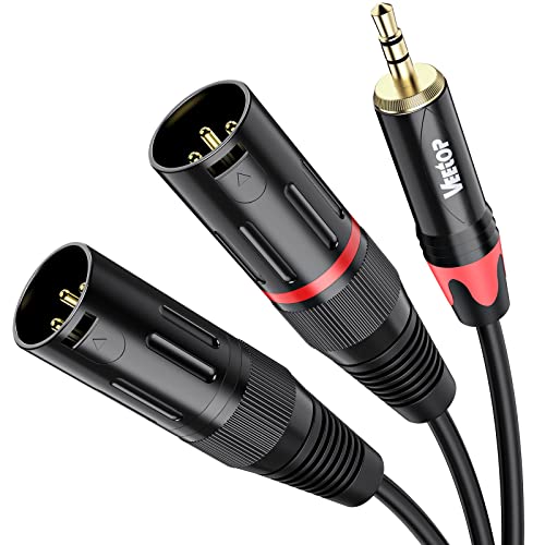 Veetop XLR Kabel 3m XLR Mikrofon Kabel Dual XLR Kabel 3 Pin, Dmx Kabel Mikrofon Mini XLR Klinke auf XLR Male Cable Microphone, XLR auf Klinke Mikrofonkabel Männlich Verlängerung von Veetop