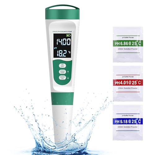 Tds Messgerät Für Trinkwasser, Ph Messgerät,Ppm Messgerät Wasser, 5 In 1 Digital Wasserqualität Tester, Digital Tds/Ec Temperature Meter, Trinkwasser Wassertest Trinkwasser, Schwimmbad, Aquarium von Vegena