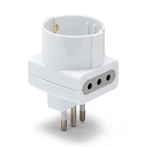 VELAMP ADAPT-3-10S Dreifach-Adapter 1 Schuko 10 / 16A Steckdose + 2 10A Steckdosen. 10A Stecker, 1 Stück von Velamp