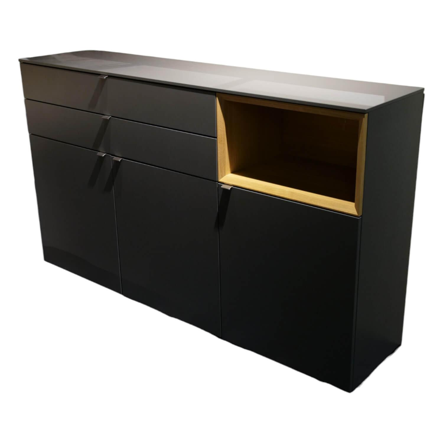 Sideboard Andiamo Home H315 Lack Schiefergrau 2309 Matt Fächer Eiche Hell Geölt von Venjakob