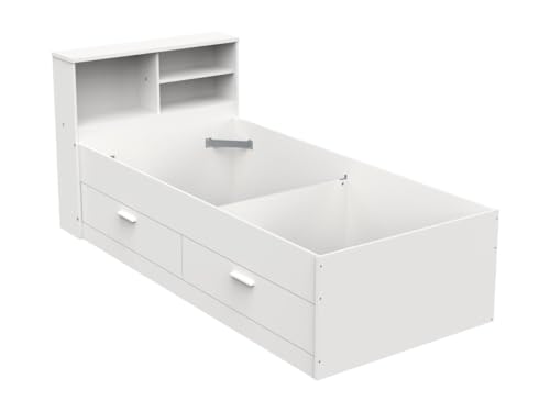 Vente-unique - Bett mit Bettkasten + Lattenrost - 90 x 190 cm - Weiß - Boris von Vente-unique