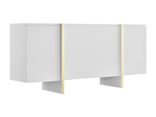 Vente-unique - Sideboard mit 4 Türen - MDF- Weiß & Goldfarben - LUVONIA von Vente-unique