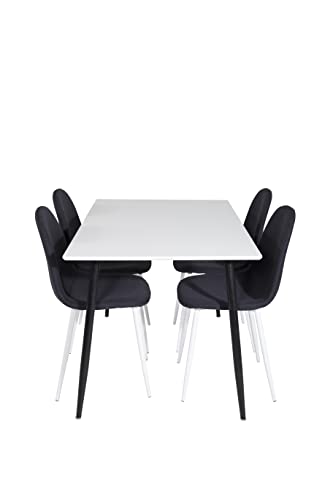 Venture Home Polar Esstisch mit Stühlen, Weiß/Schwarz/Schwarz, 120 x 75 x 80 cm von Venture Home