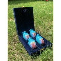 Urns Sunset Love Beach Blue Sky Bestattung Urne 4Er Set - Andenken Für Menschliche Asche Mit Samt Box & 4 Samtbeutel-Mini von VenusLeatherCrafts