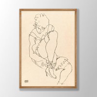 Egon Schiele Druck | Frau Knöpft Ihre Schuhe 1915, Poster, Wand Kunst, Housewarming Geschenk Idee, Museum Ausstellungs Plakat von VenusseArt