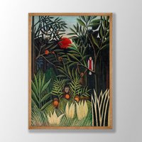 Henri Rousseau Druck | Affen Und Papagei Im Urwald 1905, Poster, Wandkunst, Museum Ausstellungsplakat von VenusseArt