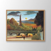 Henri Rousseau Druck | Seine Und Eiffelturm Im Sonnenuntergang 1910, Poster, Wandkunst, Museum Ausstellungsplakat von VenusseArt