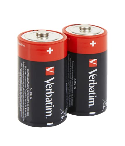 Verbatim Premium Alkali-Blockbatterien, 1,5V, C-LR14 Baby-Batterie, C-Alkalibatterien, Batterien für Radio, Kamera, Taschenlampe, Fernbedienung uvm, Premium Alkaline-Batterie, 2 Stück von Verbatim