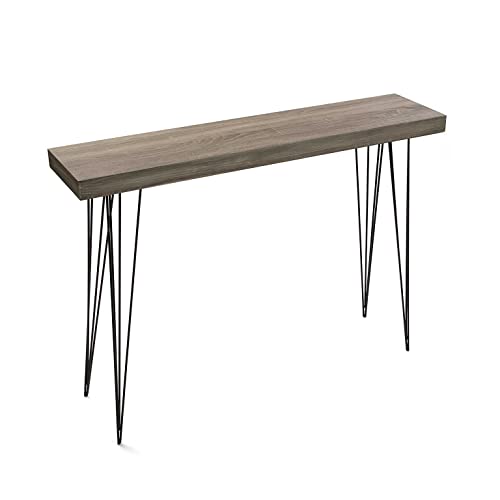 Versa Dallas Schmales Möbelstück für den Eingangsbereich oder Flur, Moderner Konsolentisch, Maßnahmen (H x L x B) 80 x 25 x 110 cm, Holz und Metall, Farbe: Braun von Versa