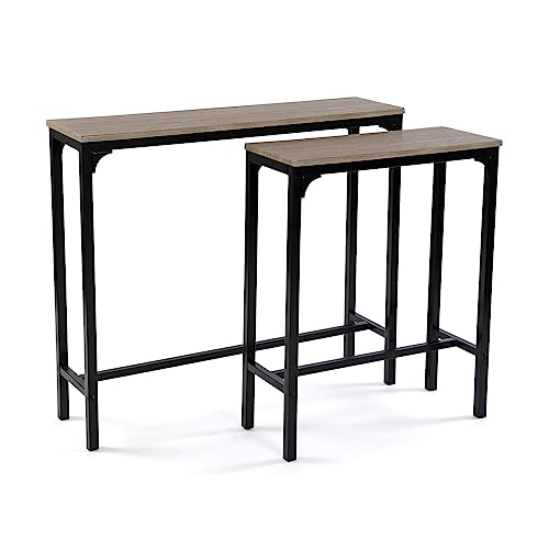 Versa Doncaster Schmales Möbelstück für den Eingangsbereich oder Flur, Moderner Konsolentisch, Maßnahmen (H x L x B) 80 x 25 x 95 cm, Holz und Metall, Farbe: Schwarz von Versa