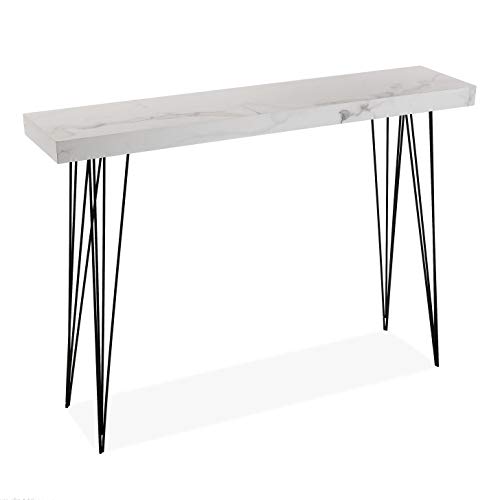 Versa Dallas Schmales Möbelstück für den Eingangsbereich oder Flur, Moderner Konsolentisch, Maßnahmen (H x L x B) 80 x 25 x 110 cm, Holz und Metall, Farbe: Grau und Weiß von Versa