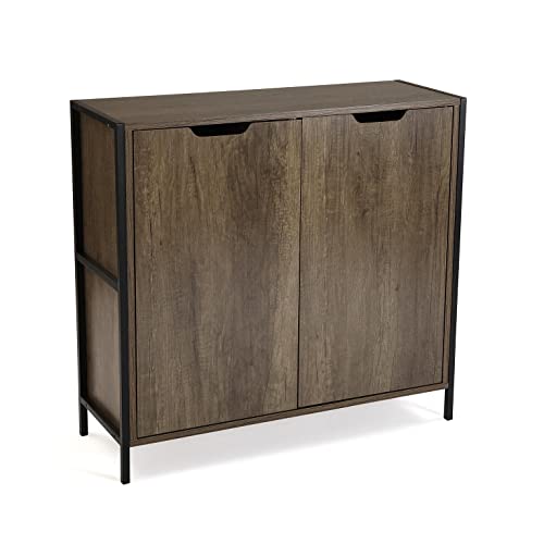 Versa Lizzy Schmales Möbelstück für den Eingangsbereich oder Flur, Moderner Konsolentisch, 2-türiger Schrank, Schuhregal, Maßnahmen (H x L x B) 78,8 x 30 x 83,2 cm, Holz, Farbe: Braun und Schwarz von Versa