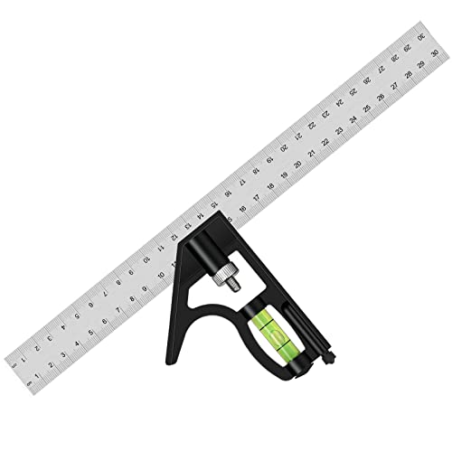 Vesaneae 300mm Kombinationswinkel, Universal Kombination Square, Edelstahl Winkellineal, Winkelmesser, Profi Messwerkzeuge, Einstellbar Anschlaglineal, Paralleles Lineal, Anreisswerkzeug für Holz von Vesaneae