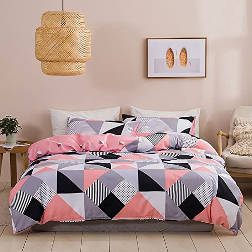 Geometrisch Bettwäsche Set 1 Bettbezug 200x200 cm mit 2 Kissenbezug 50x75 cm Weiche Mikrofaser Bettwäsche-sets 3teilig Geometrie Kariert Bettbezüge mit Reißverschluss Teenager Jungen 3er Set von Vgzsyomqib