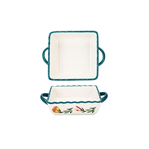 Auflaufform for den Ofen, Mini-Ofenformen aus Keramik – 2er-Set | Ofen-zu-Tisch-Backformen | Lasagne-, Kuchen- und Auflauftopf | Quadratisch, Rot, 10 Zoll (Color : Green, Size : 10in) von VhoMes
