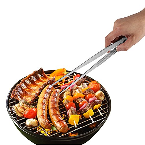 Kochpinzette Bratzange Küchenpinzette Kochpinzette, Hochwertige Zange zum gezielten Greifen und Wenden von Speisen, Pinzette Edelstahl Gerade, 30 cm, für Familie BBQ von ViaGasaFamido