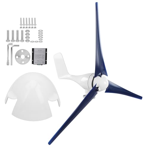 Windturbinengenerator, Windmühlengenerator 1200W Windturbinenunternehmen 3-Blatt-Windregler-Turbinengenerator-Kit für das Laden zu Hause(Blue 24V) von ViaGasaFamido