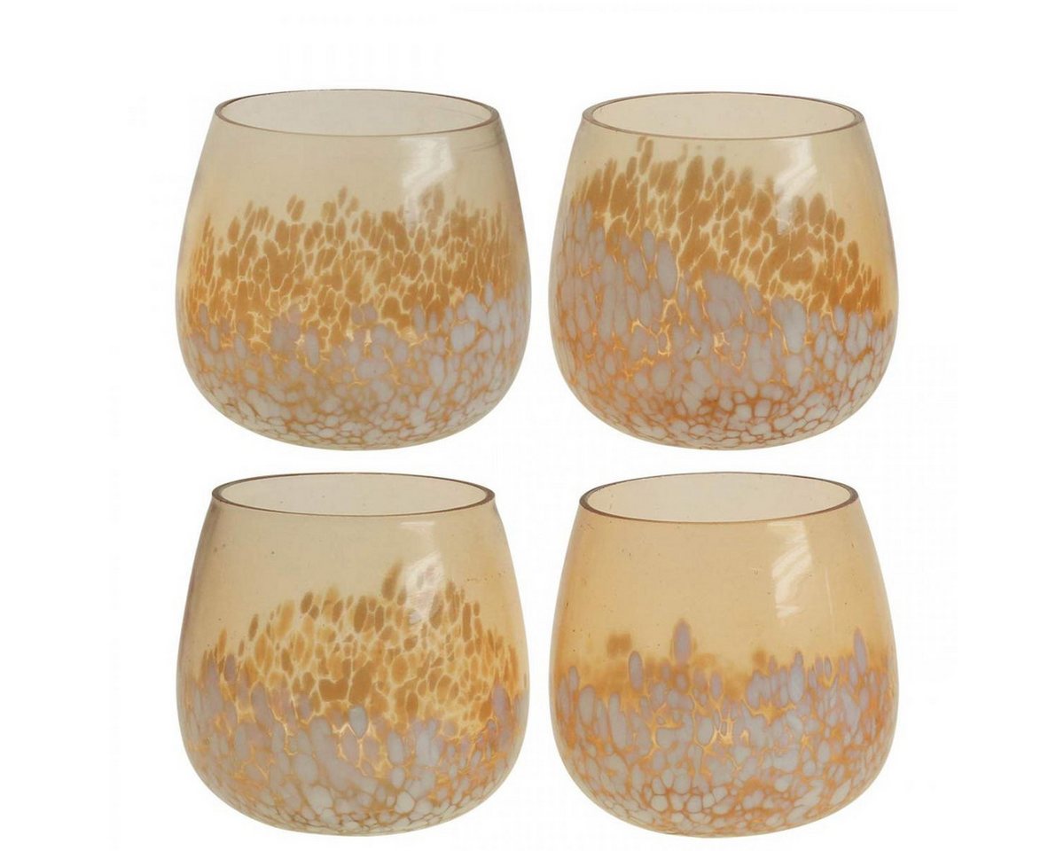 Viana Tischvase Windlicht Glas Teelichthalter Dekoration Braun Weiß Ø8cm 4er Set Viana Tischvase Windlicht Glas Teelichthalter Dekoration Braun Weiß Ø8cm 4er Set von Viana